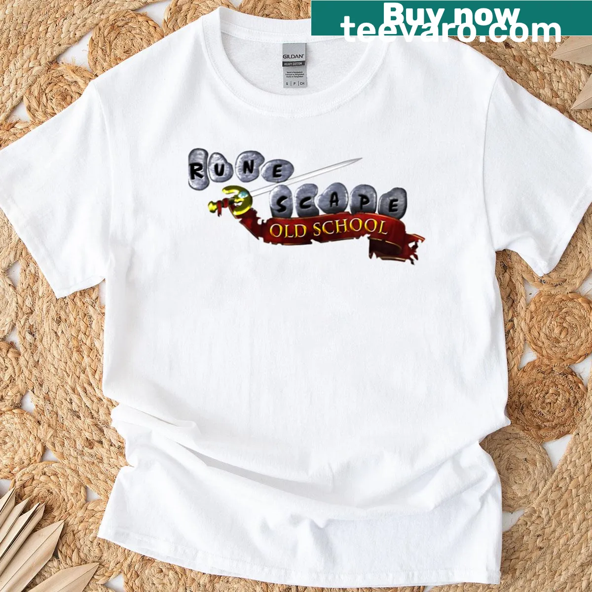 Oldschool Runescape logo design for gamers T-shirt — on a men's t-shirt
