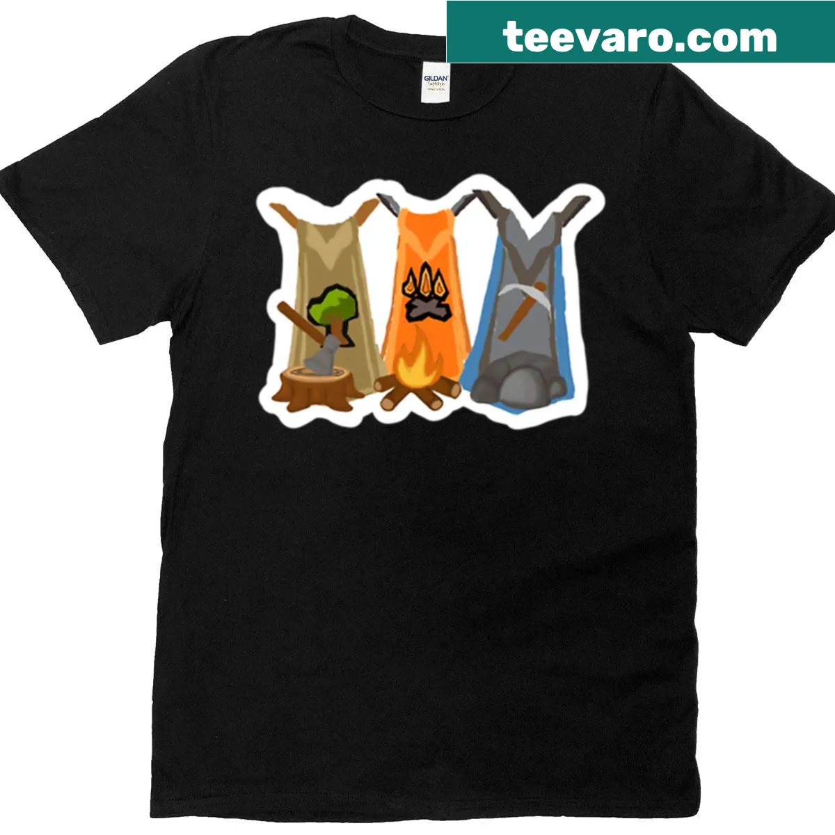 T-shirt featuring Runescape skill capes design for gamers — on a men's t-shirt