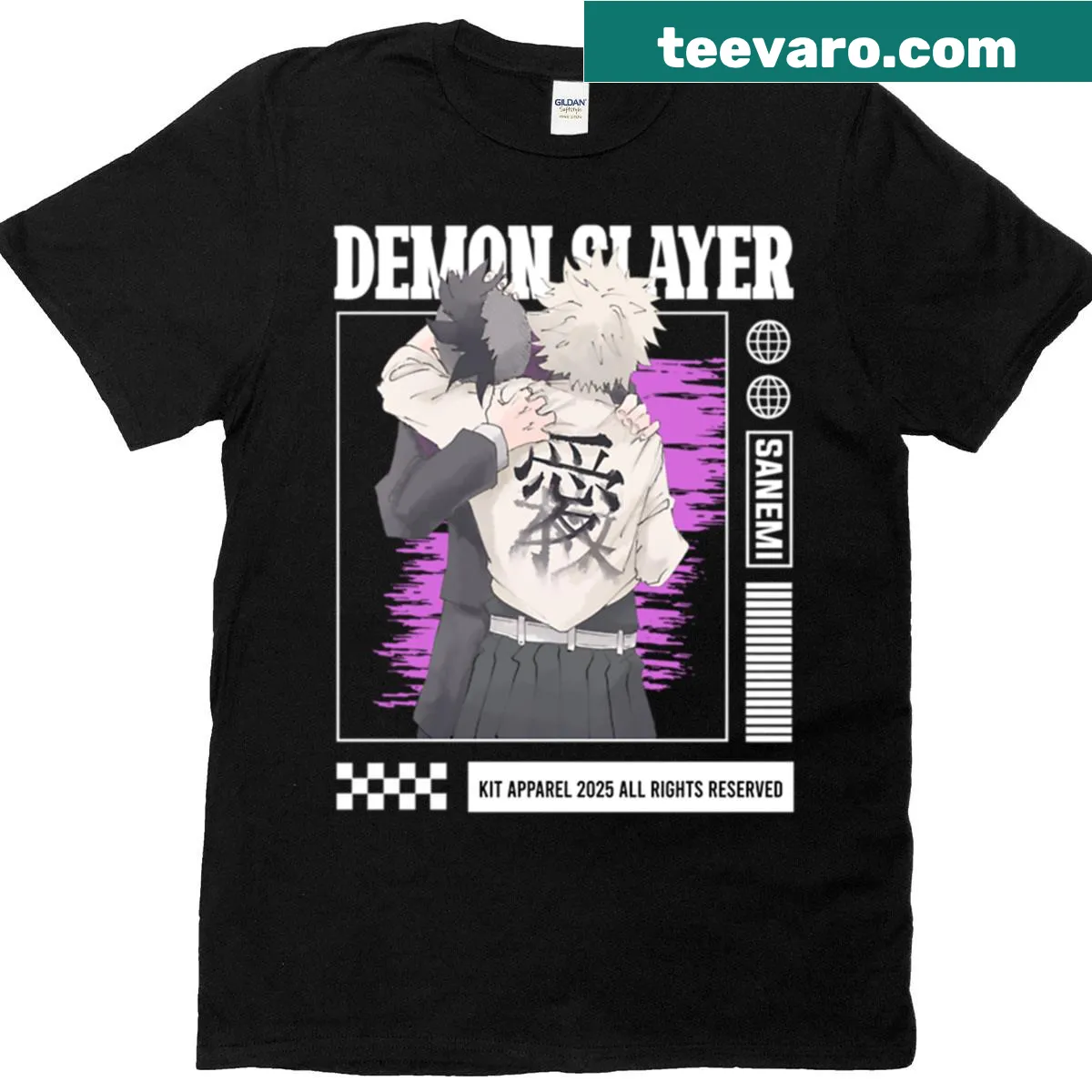 Demon Slayer T-shirt featuring Sanemi Shinazugawa character graphic — on a men's t-shirt