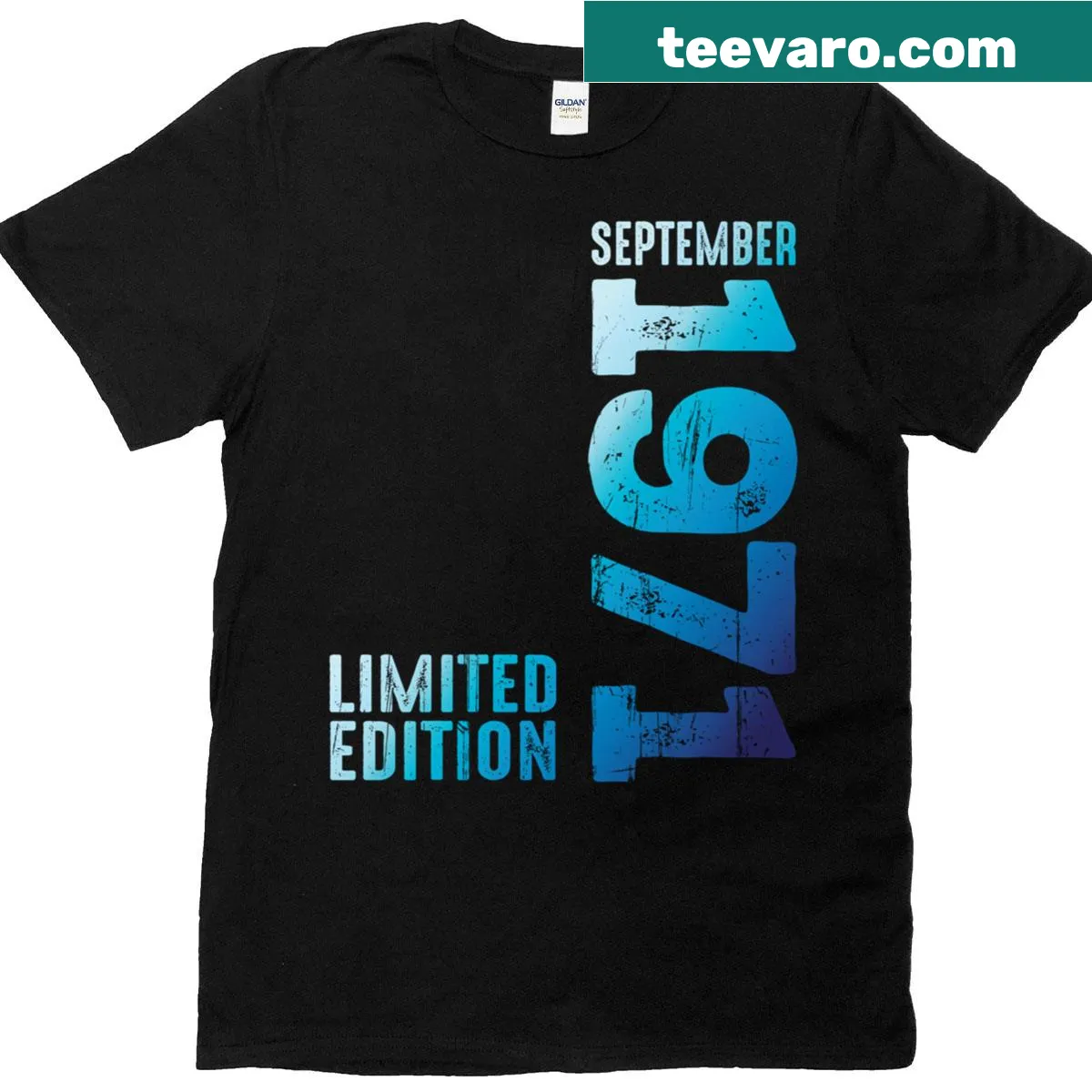 Retro-inspired T-shirt stating 'Since September 1971' for nostalgia — on a men's t-shirt