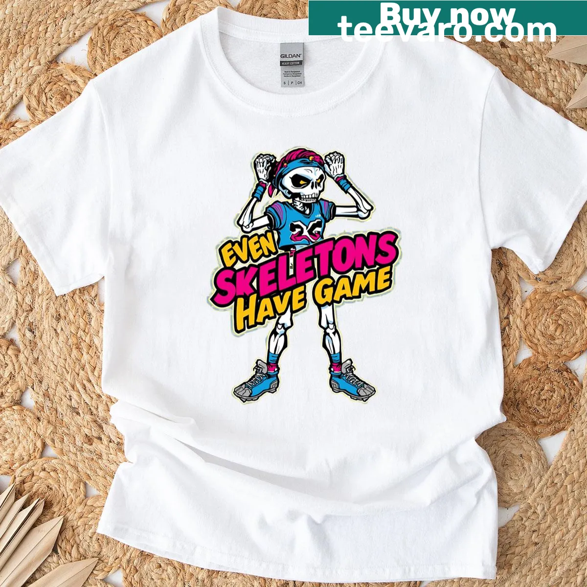 Funny skeleton athlete graphic on a T-shirt — on a men's t-shirt