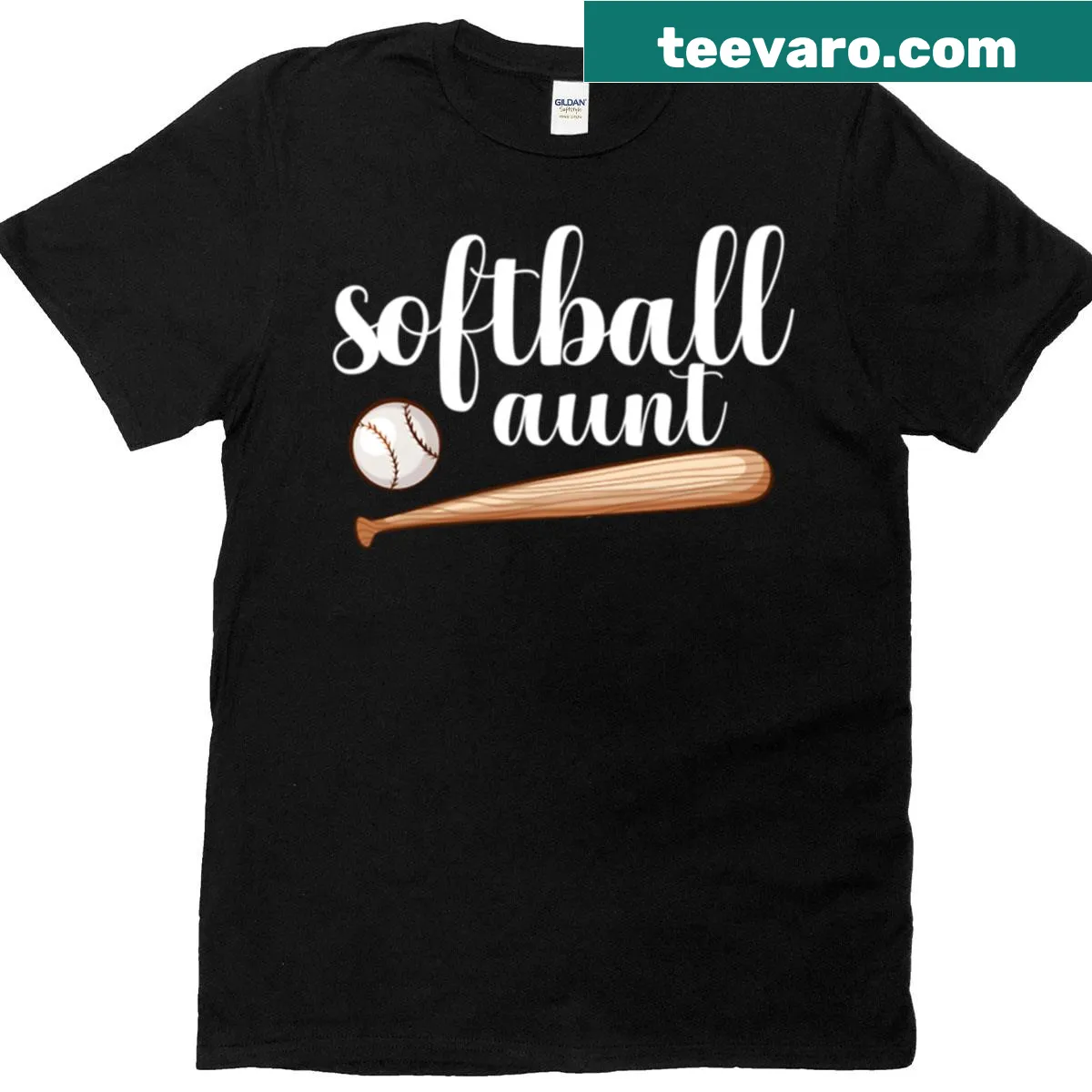 Oversized T-shirt for softball aunts, celebrating family support — on a men's t-shirt