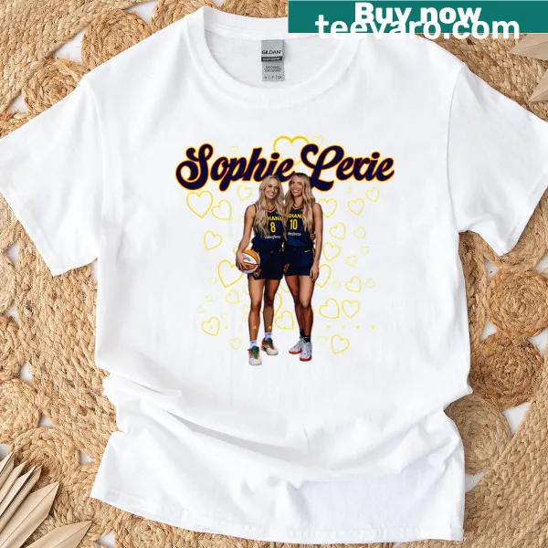 Graphic of Sophie Cunningham and Lexie Hull representing Indiana Fever on a t-shirt.