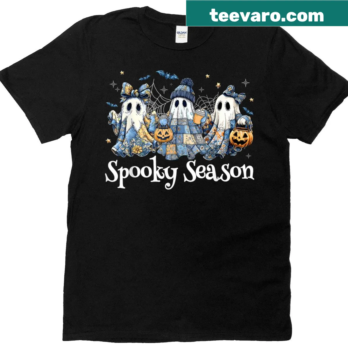 Funny Halloween T-shirt featuring a playful ghost design — on a men's t-shirt