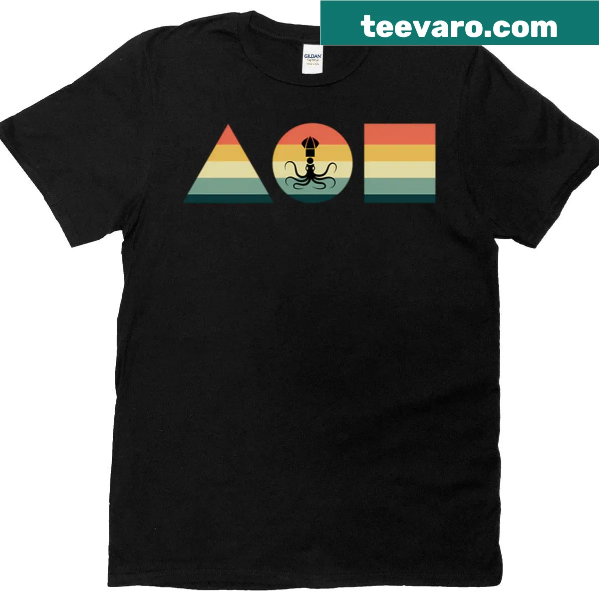 T-shirt featuring Squid Game Kalmary game graphics — on a men's t-shirt
