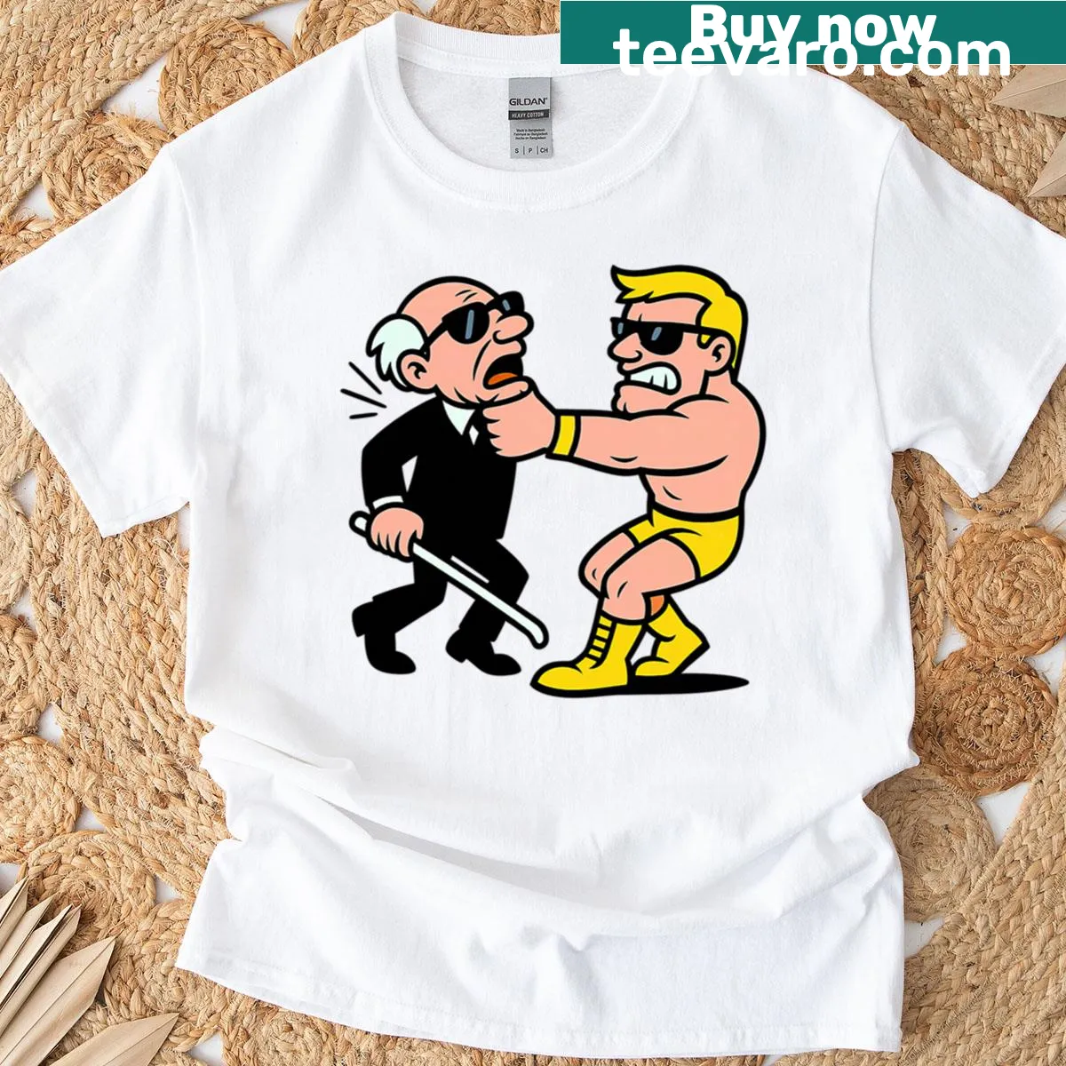 Retro gaming artwork t-shirt inspired by C64 beat em up games — on a men's t-shirt