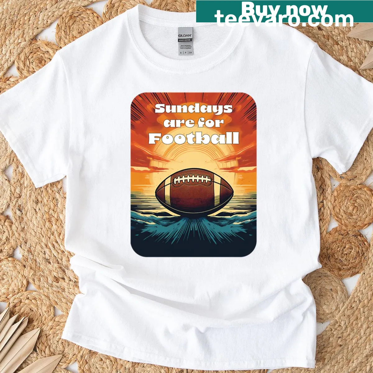 Retro T-shirt celebrating Sunday football with vintage typography — on a men's t-shirt