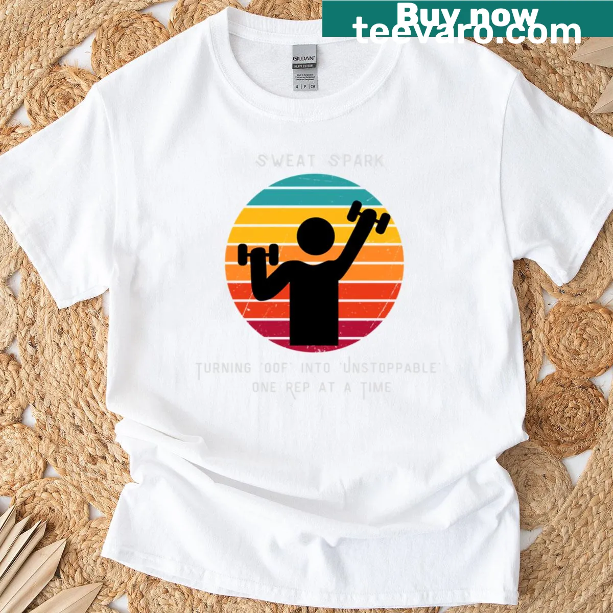 Oversized t-shirt with motivational fitness quote about resilience — on a men's t-shirt