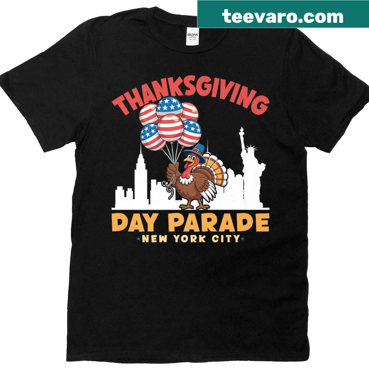 Thanksgiving Day Parade themed T-shirt celebrating the festive spirit. — on a men's t-shirt