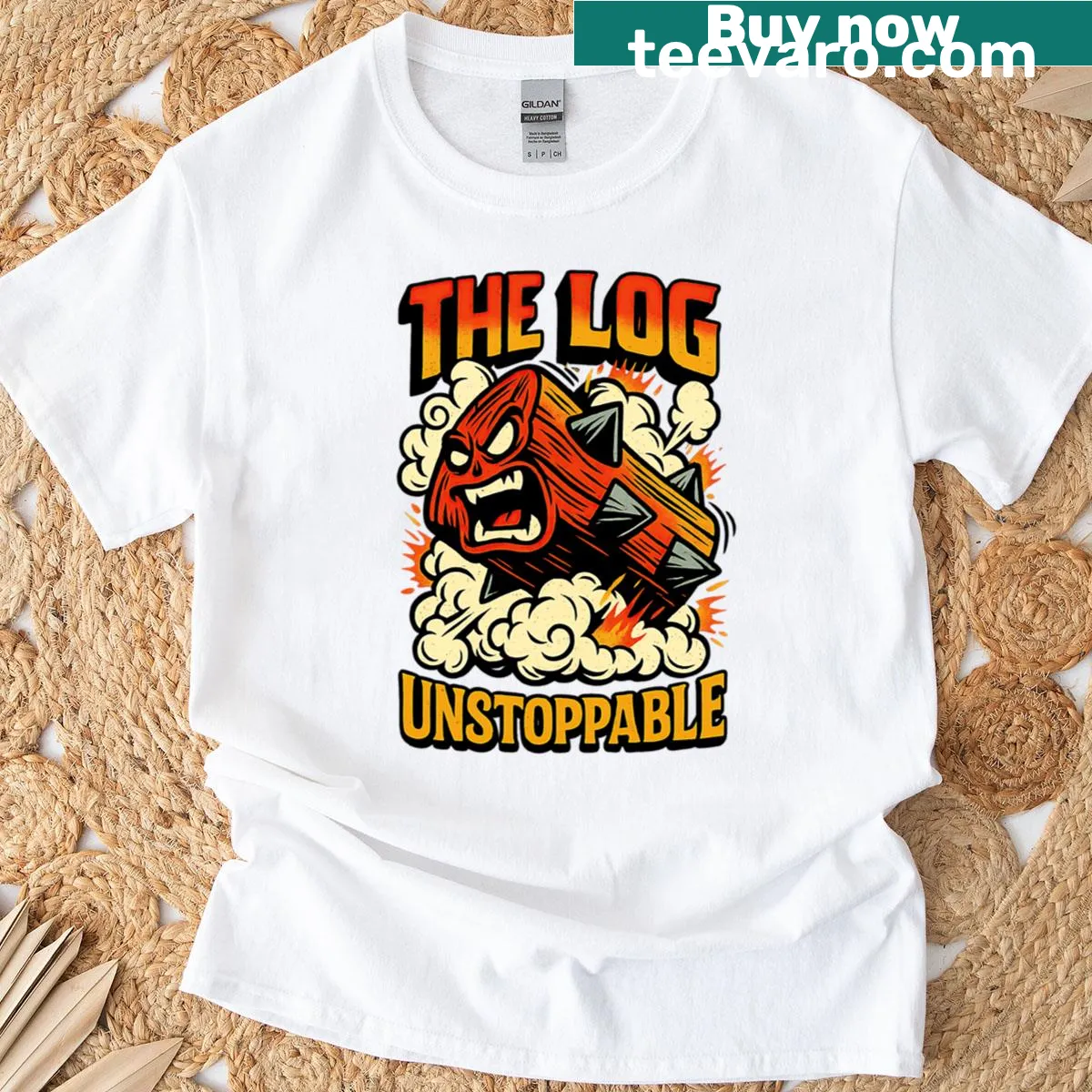 Illustrative Clash Royale t-shirt featuring the Log character — on a men's t-shirt