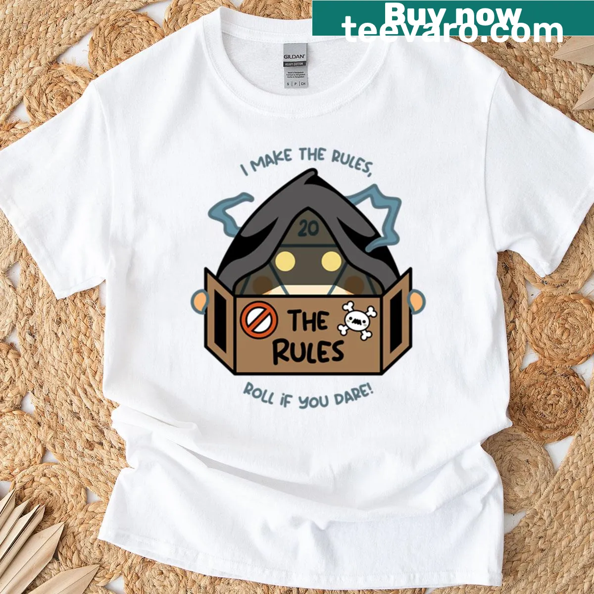 Dungeon Master themed shirt with playful text and graphic design — on a men's t-shirt