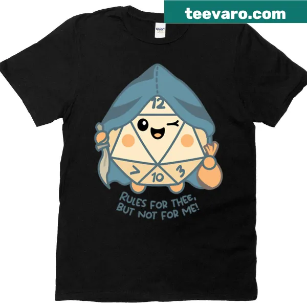 Rogue character illustration with text on an oversized t-shirt
