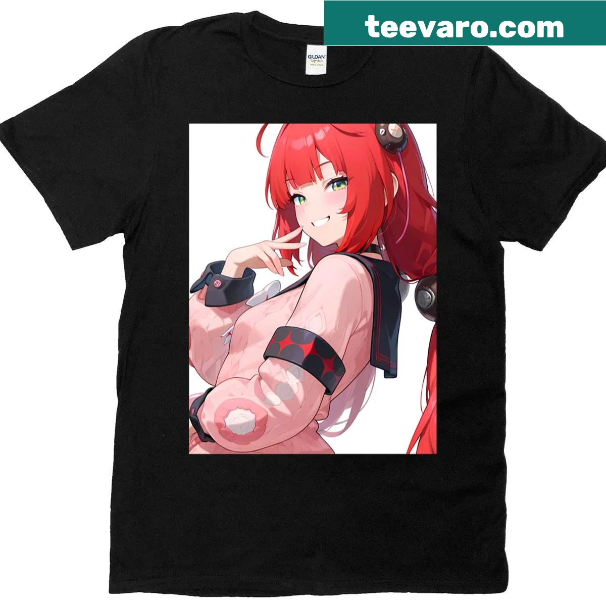 Oversized T-shirt featuring Ukinami Yuzuha character illustration — on a men's t-shirt