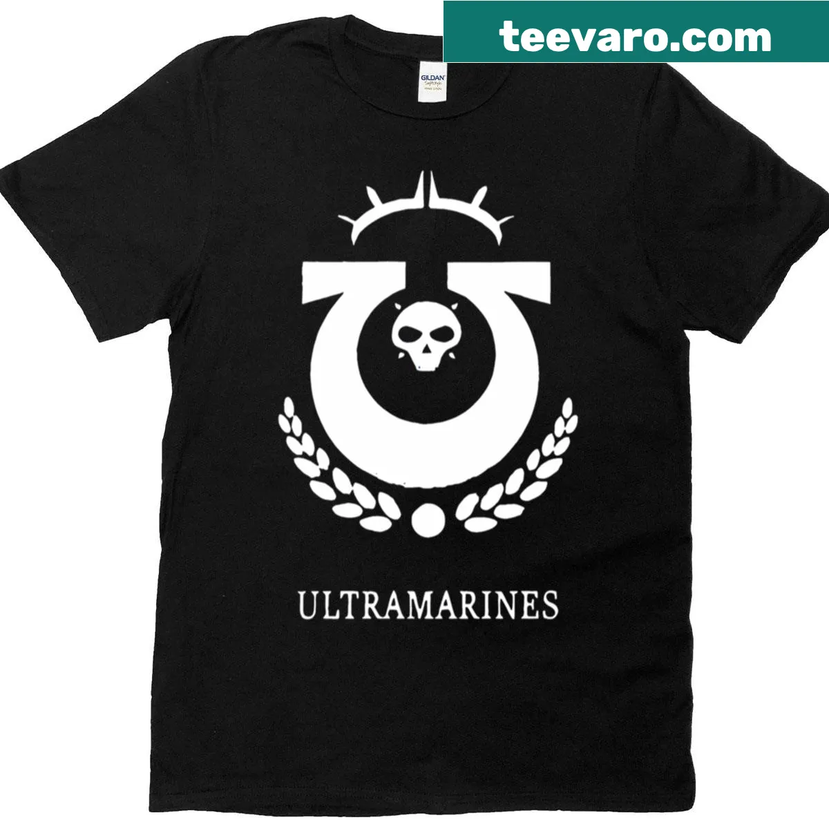 Ultramarines logo T-shirt featuring the iconic emblem — on a men's t-shirt