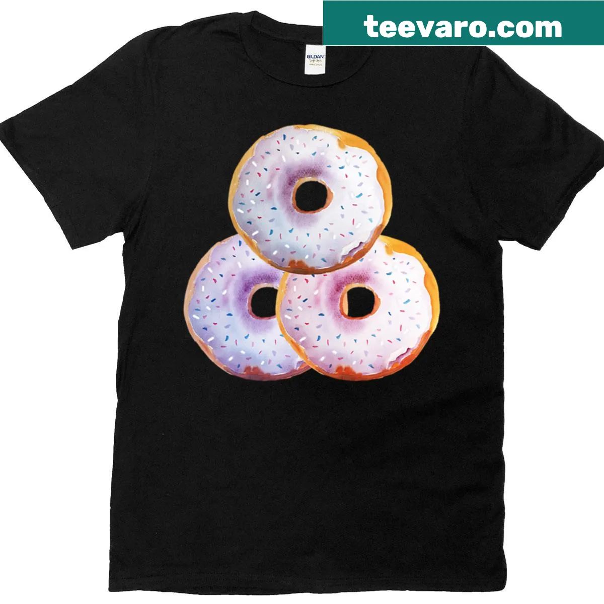 Cute donut graphic t-shirt — on a men's t-shirt