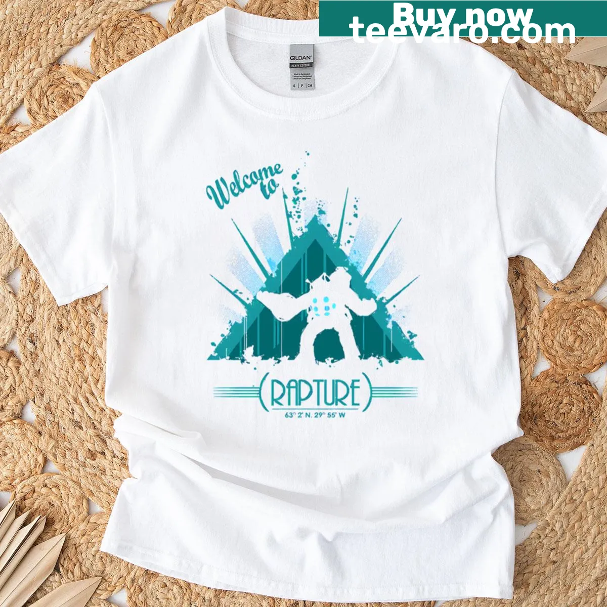 Oversized T-shirt celebrating the Bioshock video games, perfect for fans and gamers. — on a men's t-shirt