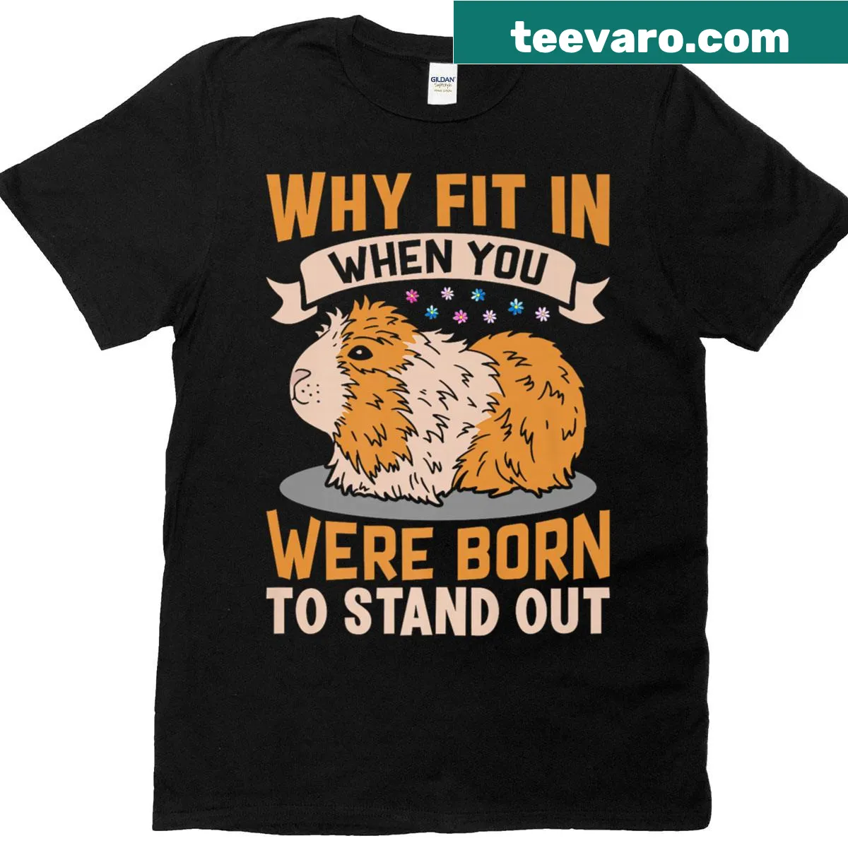 Statement t-shirt with the phrase 'Why Fit In When You Were Born To Stand Out' in bold typography. — on a men's t-shirt