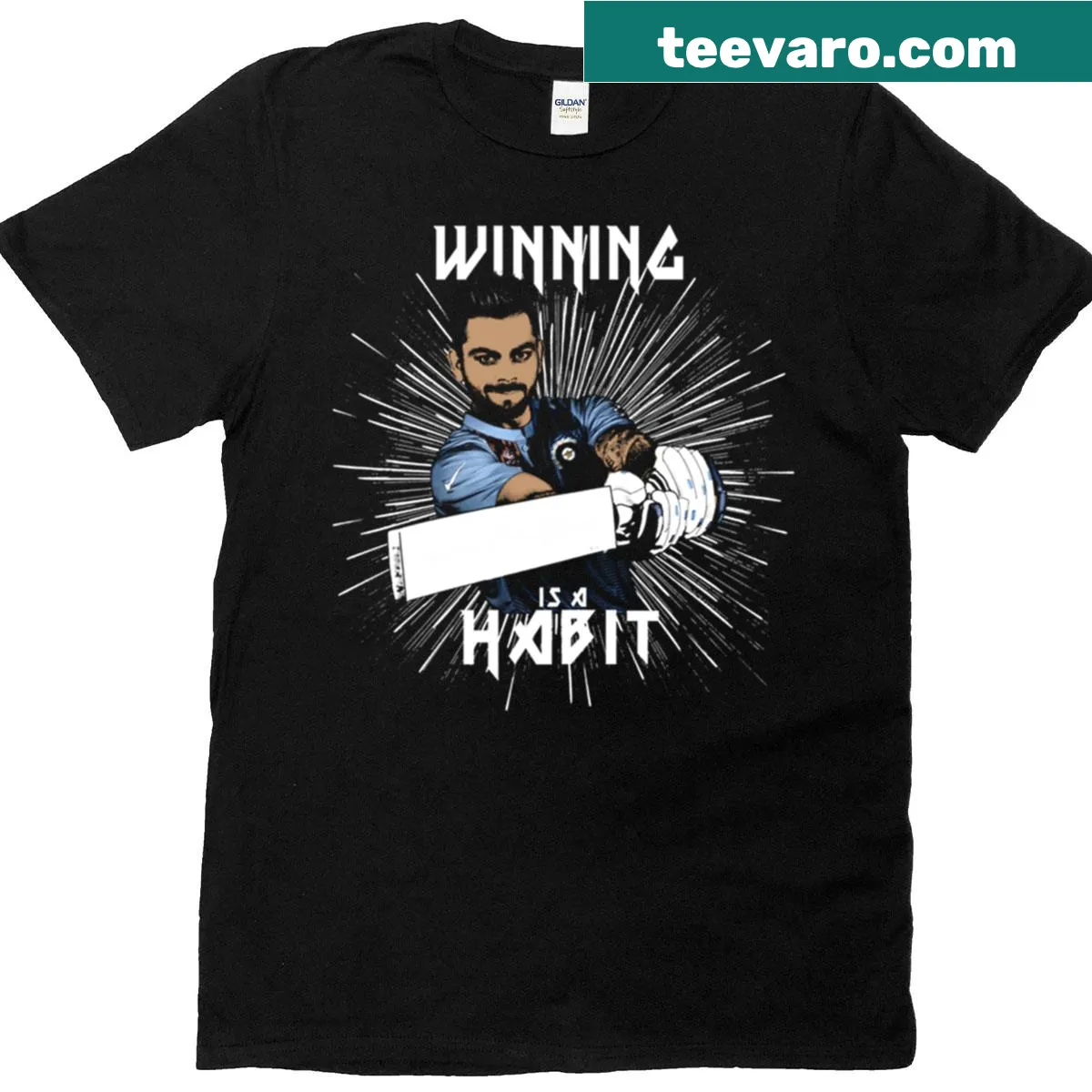 Motivational t-shirt with Winning Is A Habit quote — on a men's t-shirt