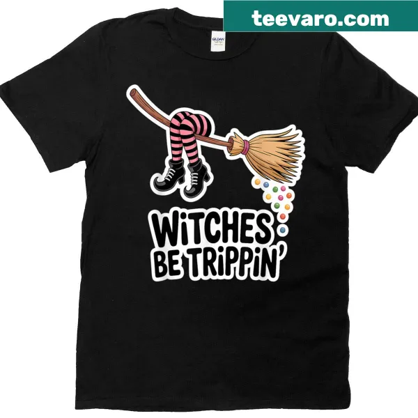 Funny Halloween T-shirt with cartoon witches