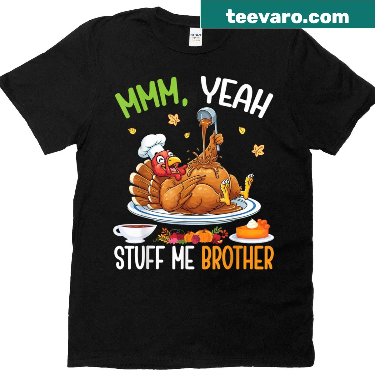 Funny Thanksgiving turkey meme T-shirt with humorous text — on a men's t-shirt