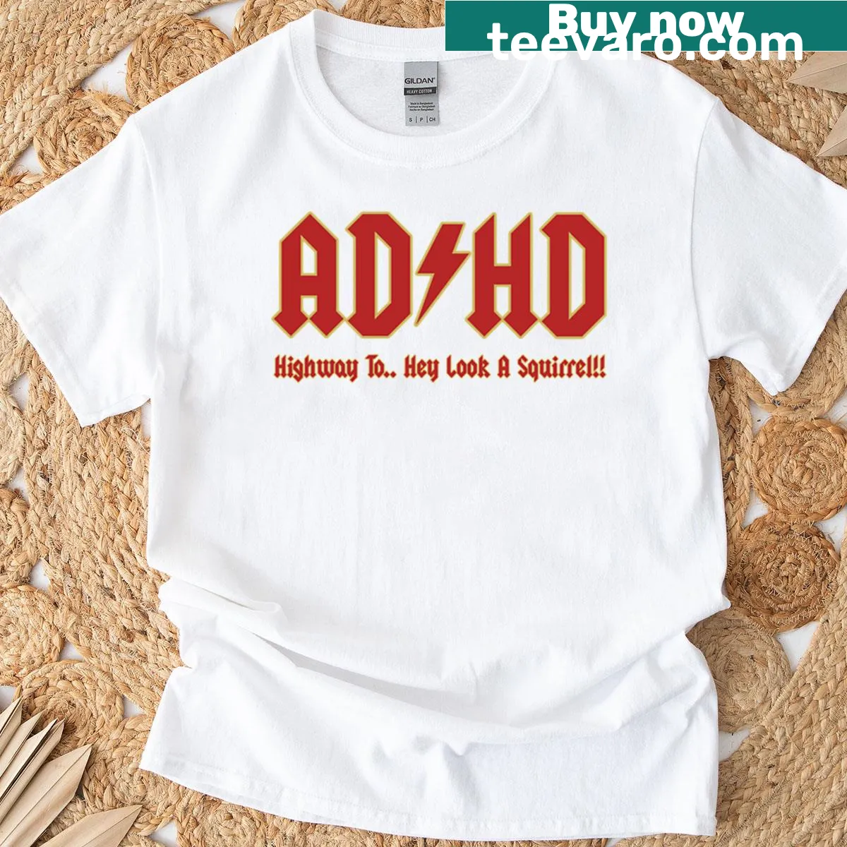 Typography design 'Highway To Hey Look A Squirrel' on a T-shirt — on a men's t-shirt