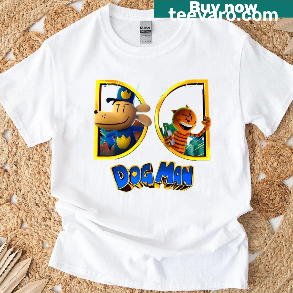 Cartoon characters on a kid's adventure movie T-shirt — on a men's t-shirt