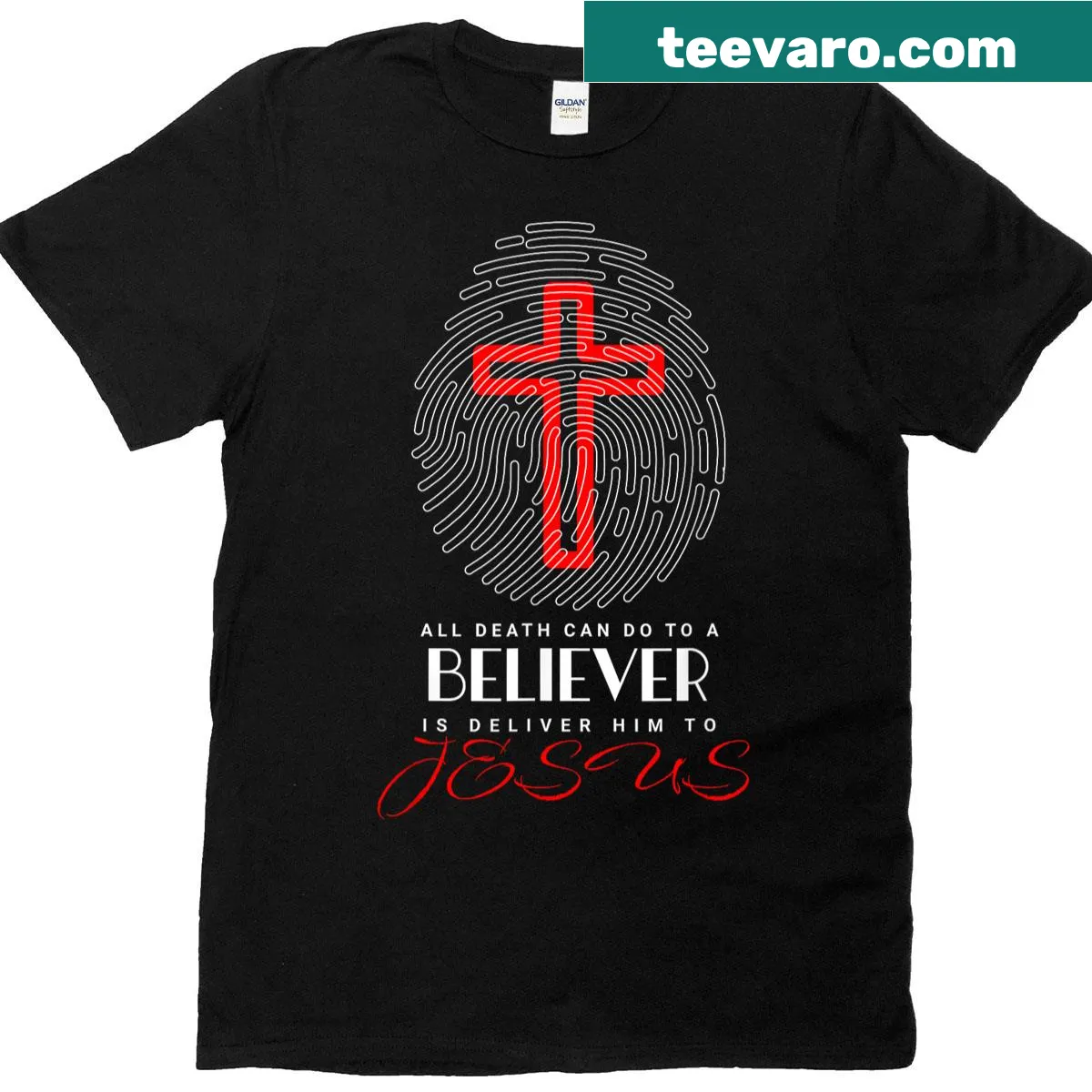 Inspirational typography design about faith and death on a t-shirt — on a men's t-shirt
