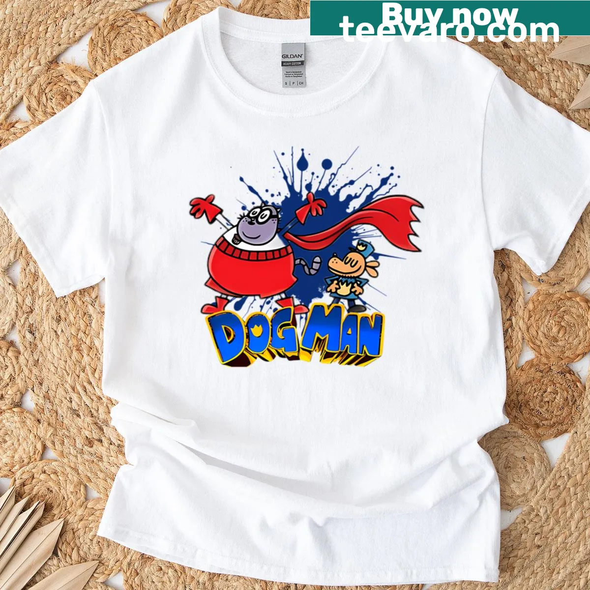 Illustrated t-shirt featuring a funny animation adventure theme — on a men's t-shirt