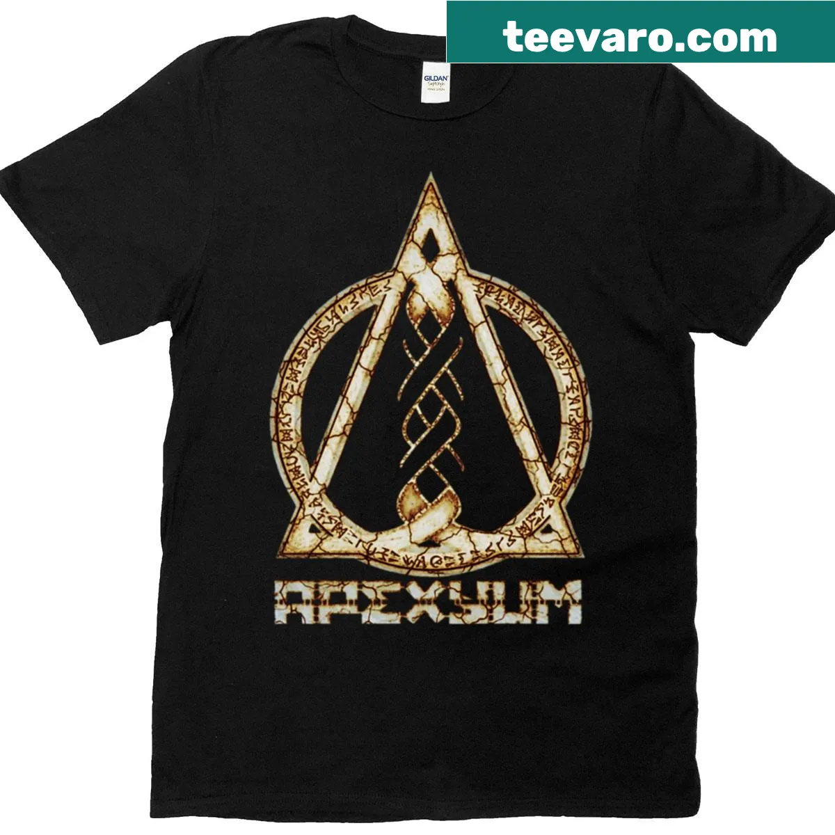 Active t-shirt with Apexyum logo in bone style — on a men's t-shirt