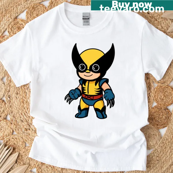 Cute baby wolverine illustration on a T-shirt