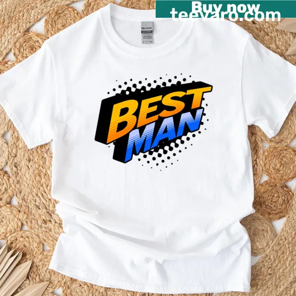 Superhero-themed Best Man t-shirt with comic style illustration