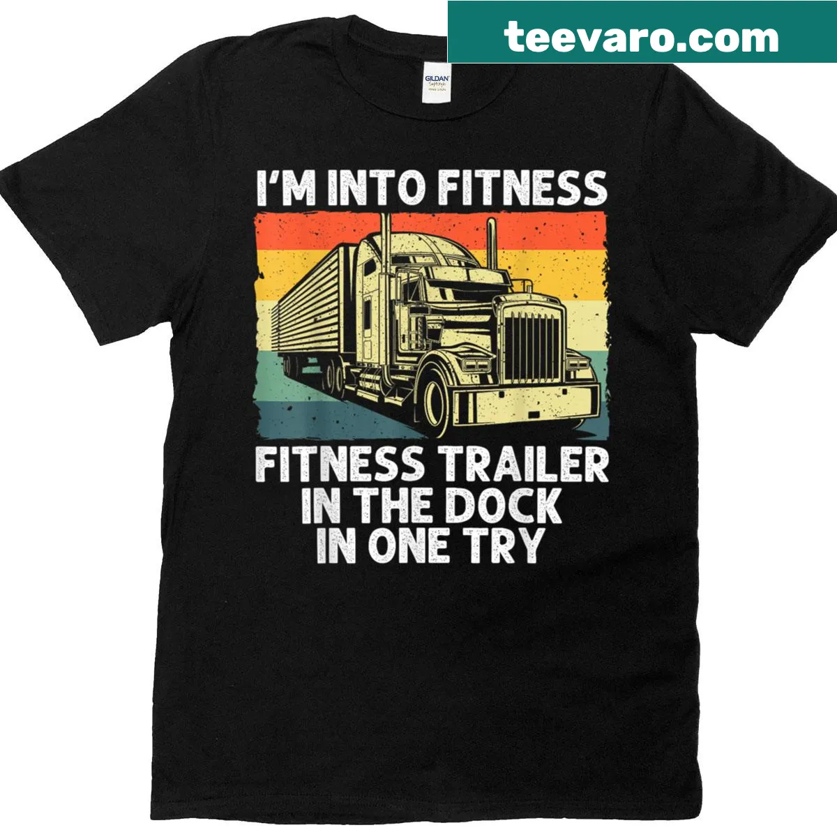 Illustration celebrating truck driving profession with whimsical art — on a men's t-shirt