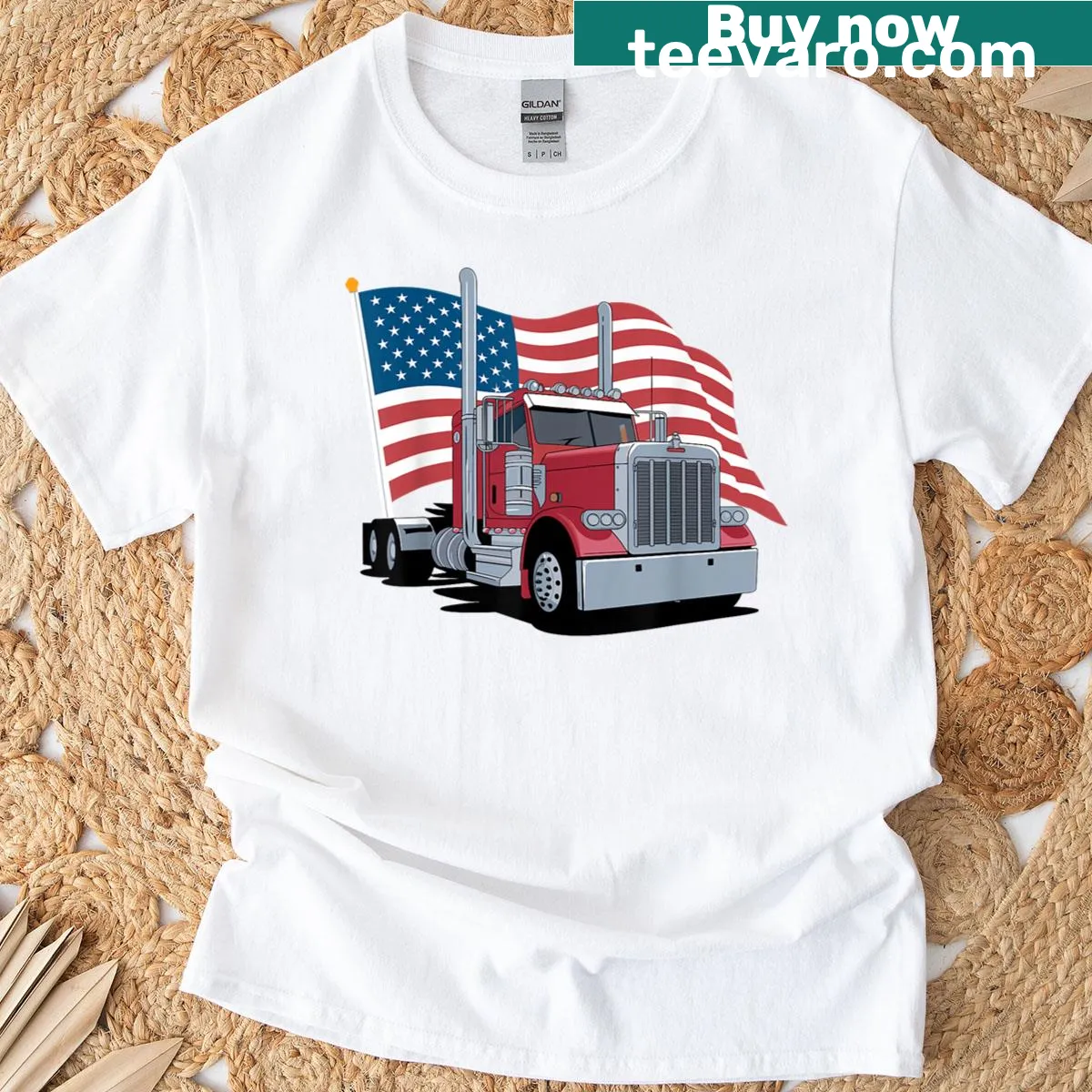 Vintage-style trucker graphic on a T-shirt for truck drivers. — on a men's t-shirt
