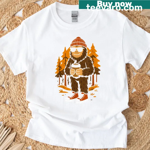 Funny Bigfoot illustration on a Halloween T-shirt