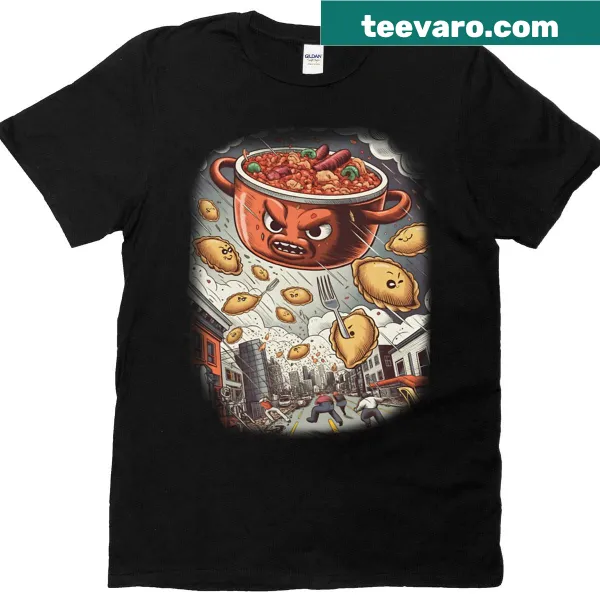 Funny T-shirt depicting a competition between bigos and pierogi.
