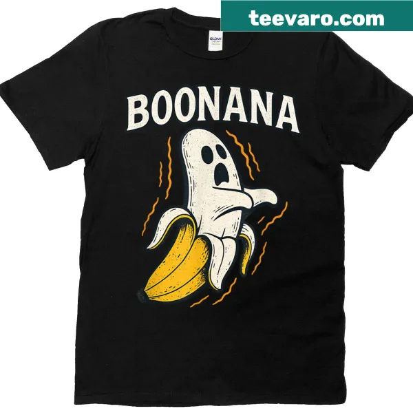 Cute Halloween tee featuring a ghost banana with the word 'Boonana'