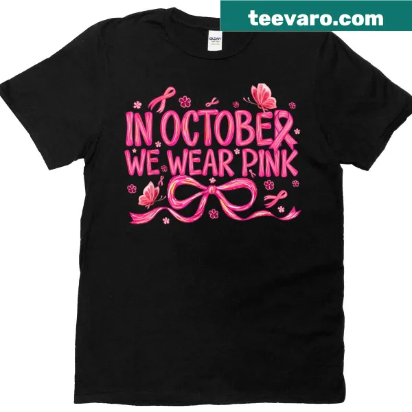 Breast cancer awareness t-shirt with coquette bow design