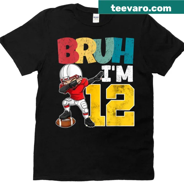 Funny 12-year-old football player graphic t-shirt for kids