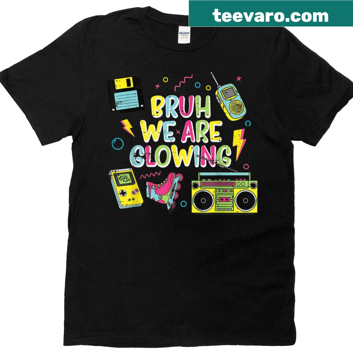 Retro-themed t-shirt with 'Bruh We Are Retro' text in playful font — on a men's t-shirt