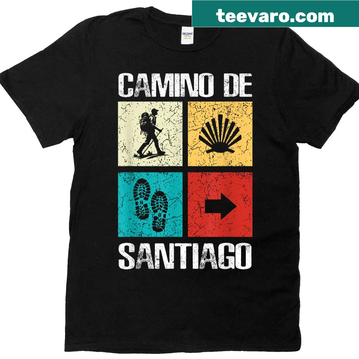 T-shirt featuring 'Buen Camino' honoring the Camino de Santiago — on a men's t-shirt