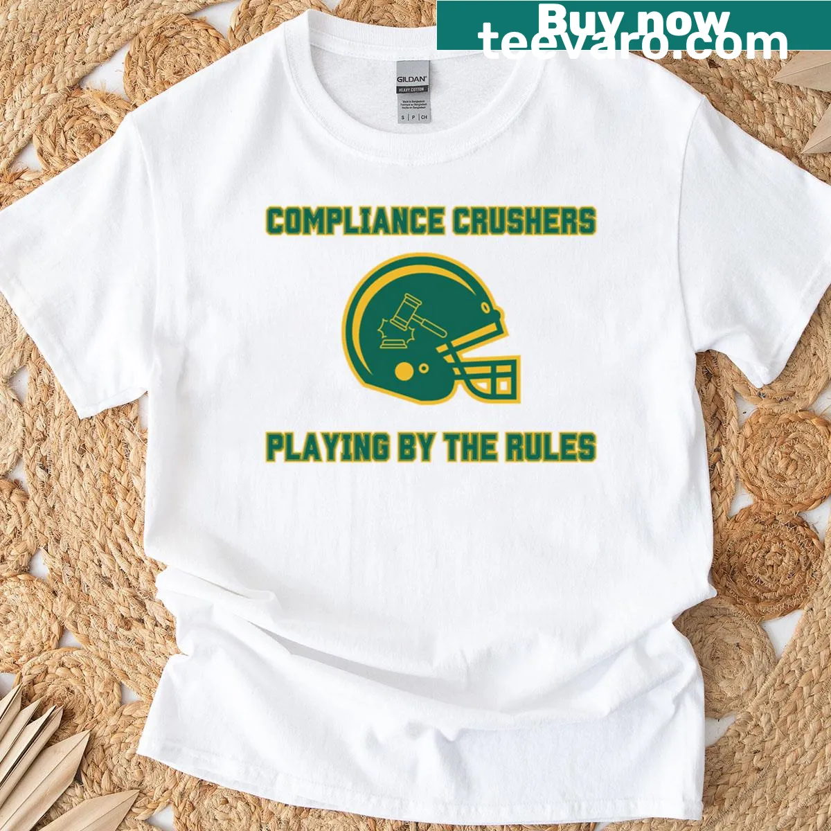 T-shirt with bold typography celebrating compliance and breaking barriers. — on a men's t-shirt