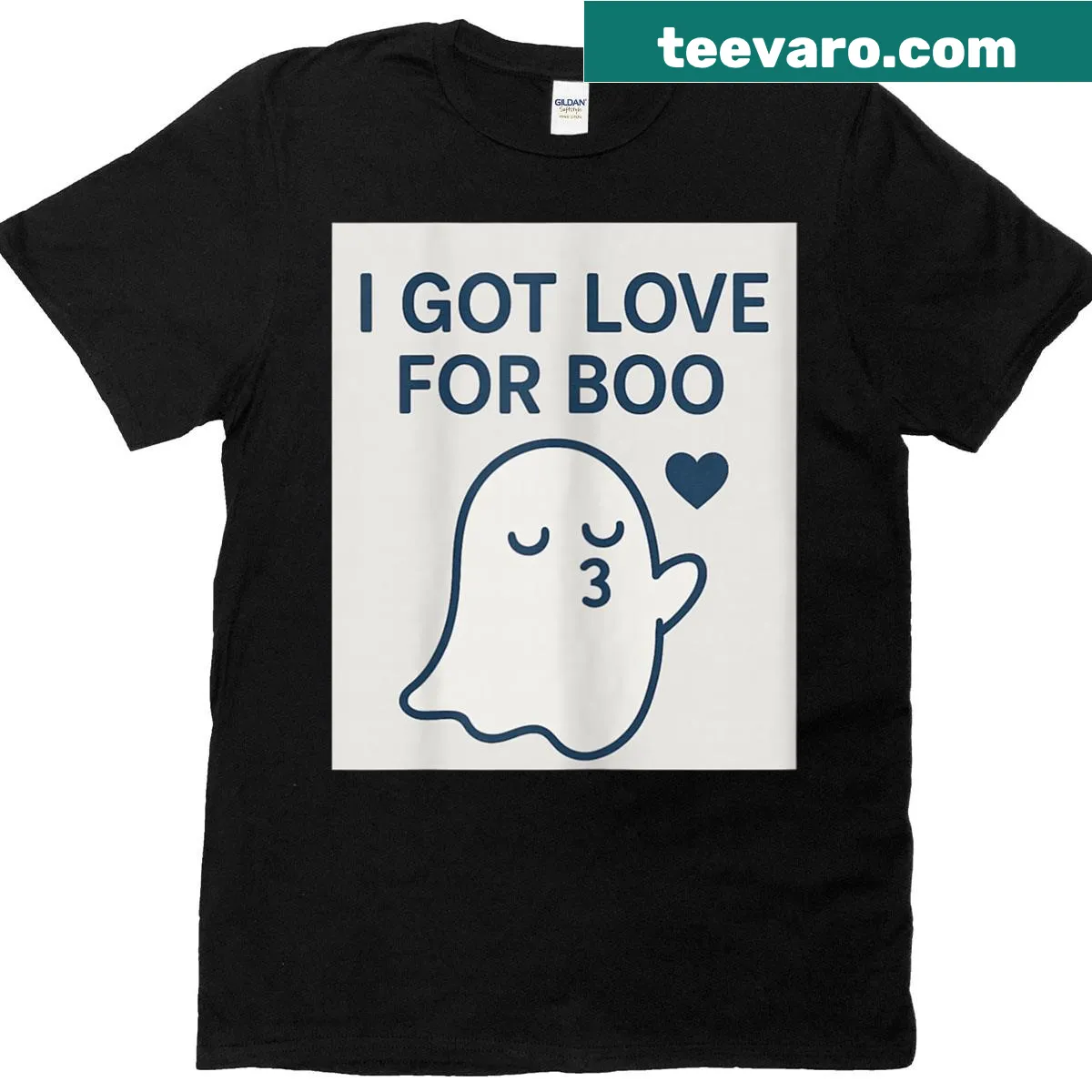 Cartoon ghost with 'I Got Love For Boo' caption on Halloween t-shirt — on a men's t-shirt