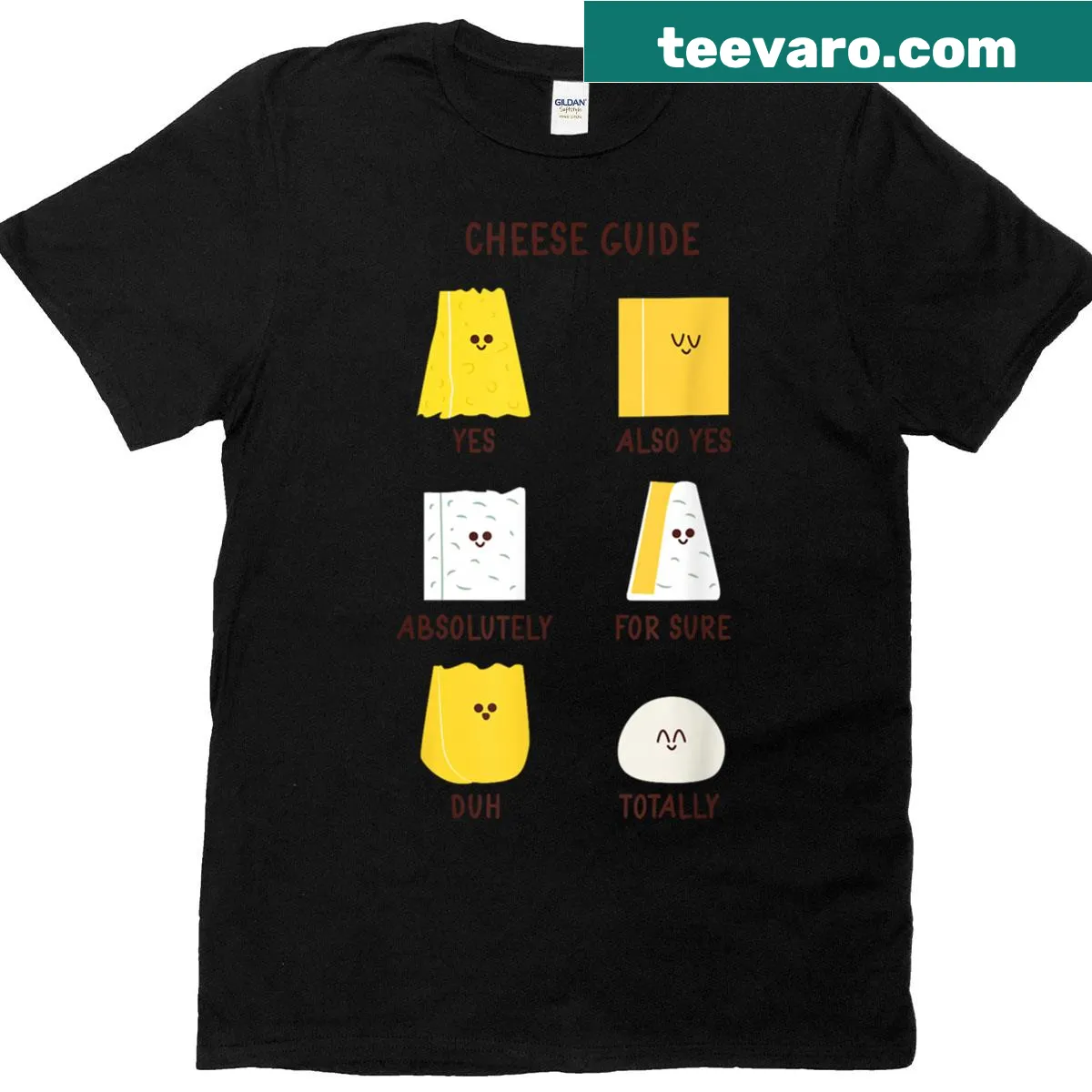 Cute cheese guide graphic for food lovers — on a men's t-shirt