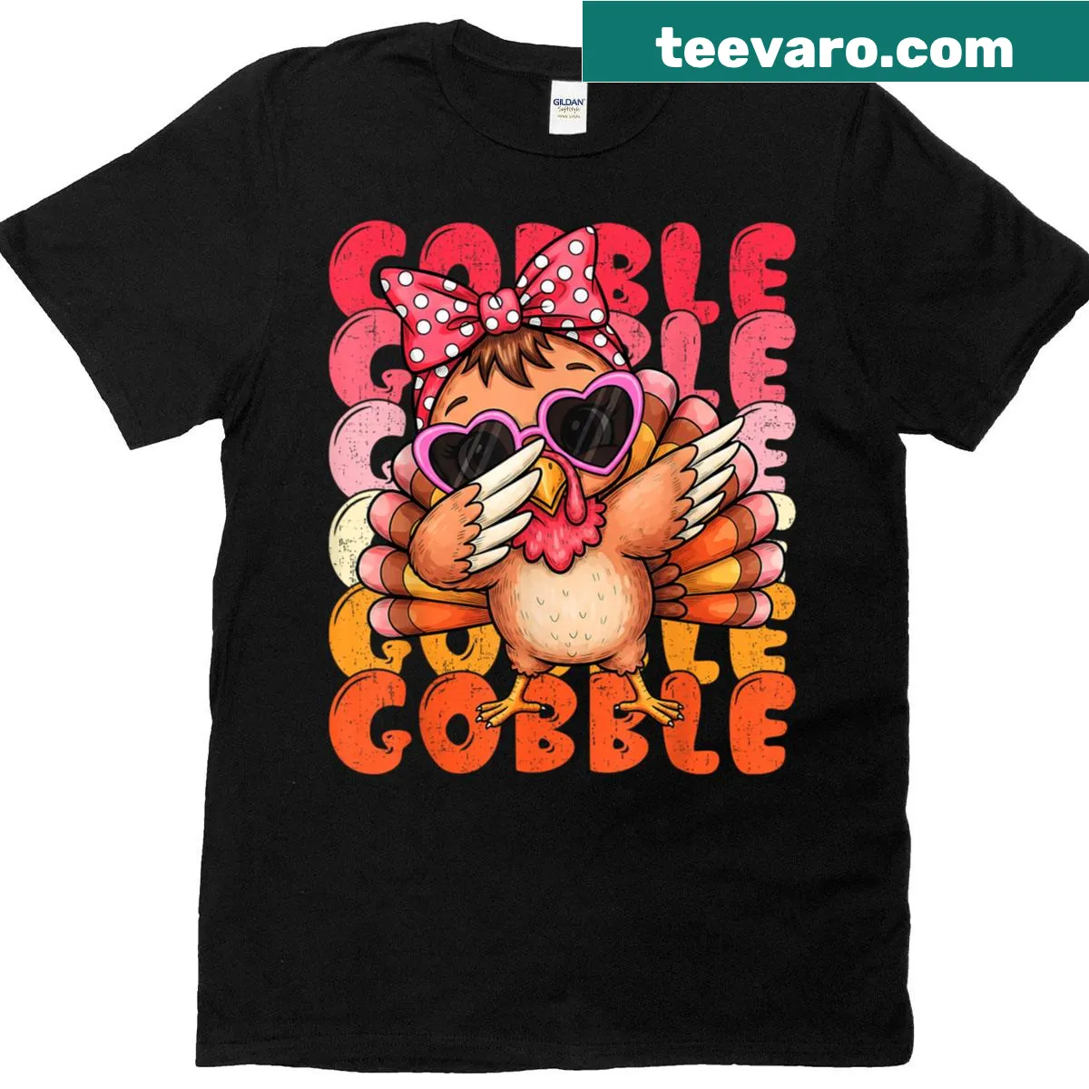 Thanksgiving T-shirt with a cute dabbing turkey illustration — on a men's t-shirt