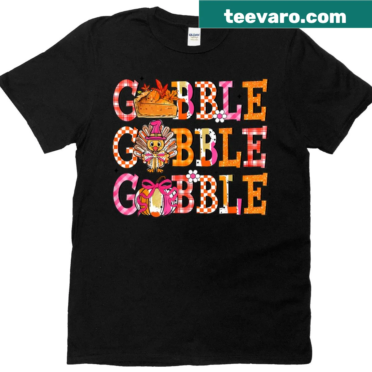 Cute Thanksgiving t-shirt with a turkey pilgrim design — on a men's t-shirt