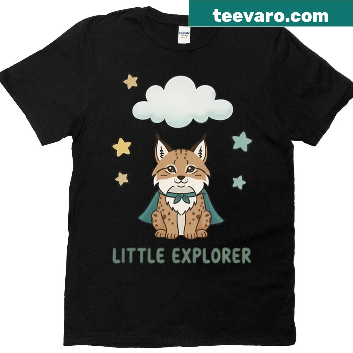 Cute lynx illustration on a transparent background T-shirt — on a men's t-shirt