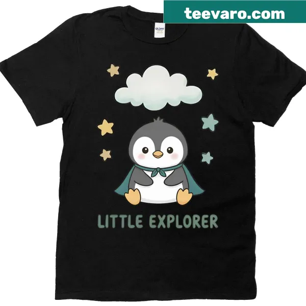 Illustration of a cute penguin explorer on a t-shirt