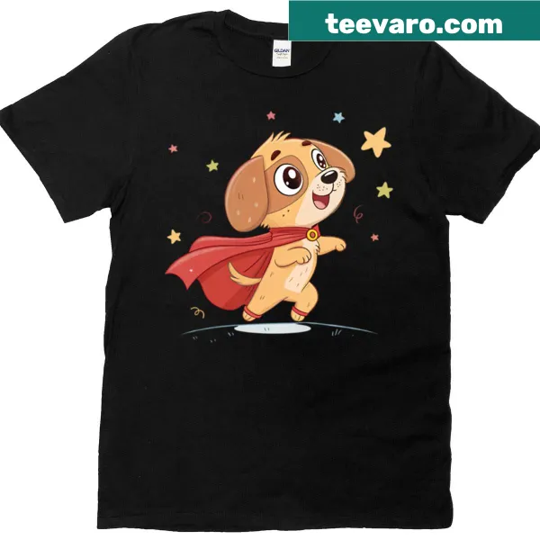 Superhero dog illustration on a cute t-shirt