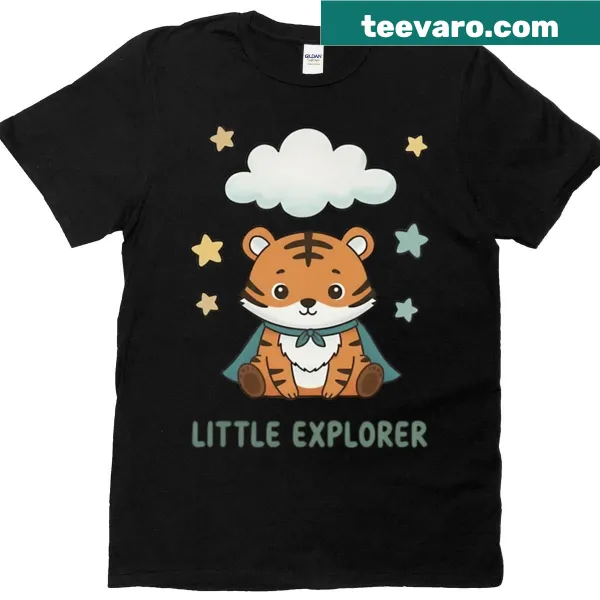 Oversized T-shirt with cute superhero tiger illustration