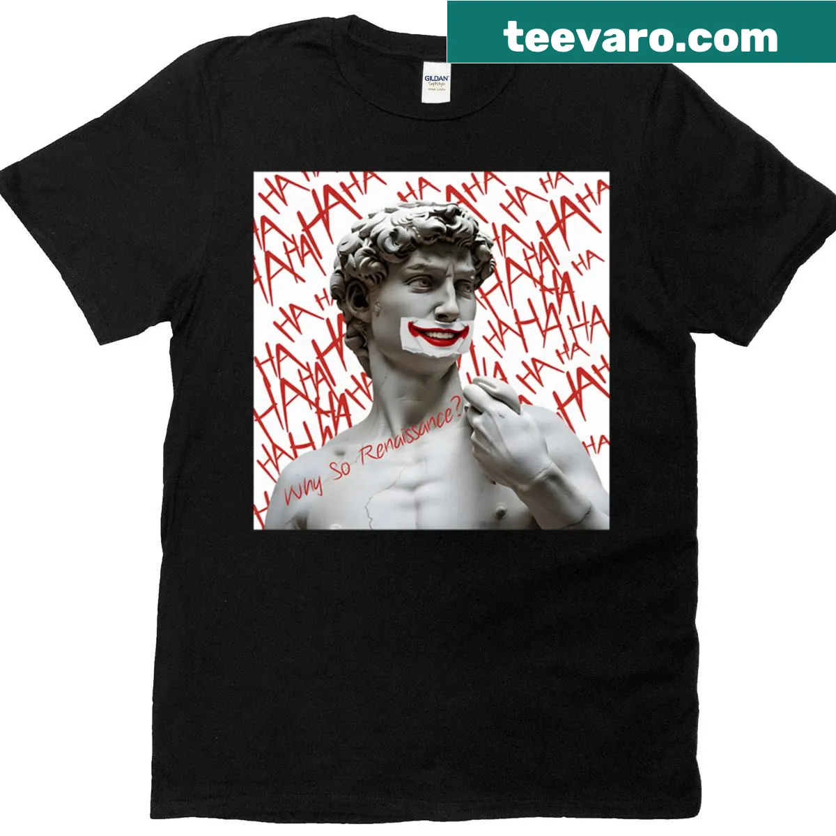 Parody art T-shirt featuring David as the Joker — on a men's t-shirt